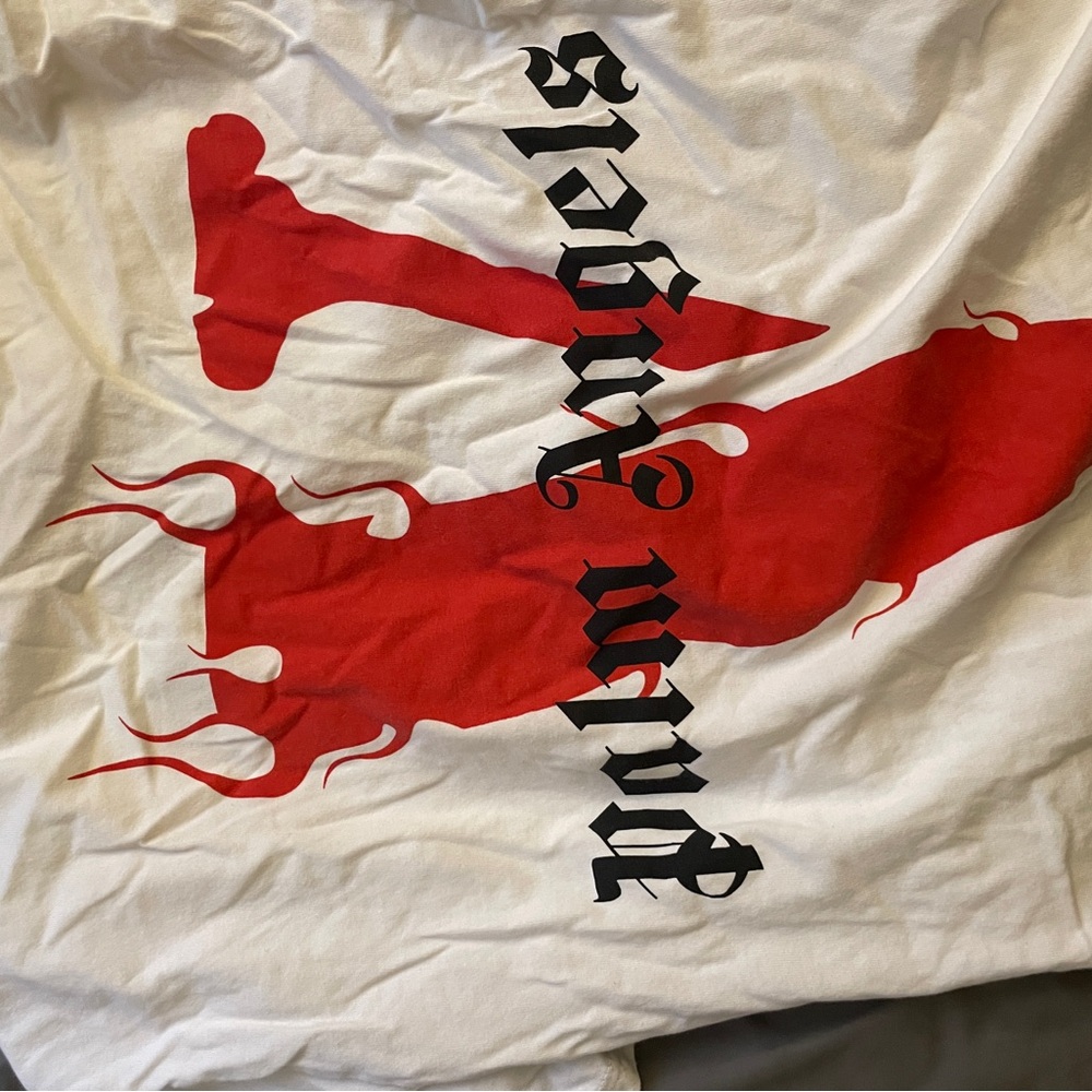 Palm Angels White and Red Graphic Tee